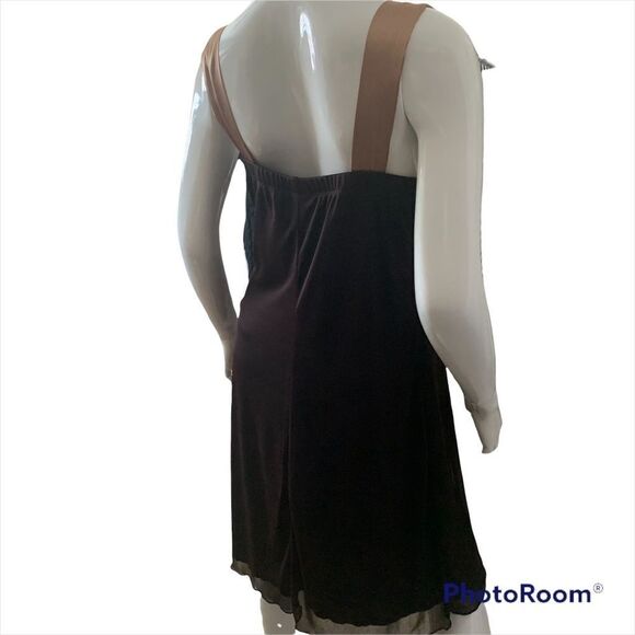 Enfocus Studio  Short Prom Dress Brown & Gold Large Bow Midi Size 14 - Picture 5 of 11